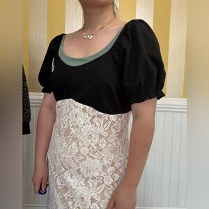 Elegant Black and White Lace Dress